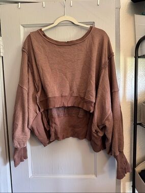 We The Free Camden Cropped Sweatshirt in Chocolate Love